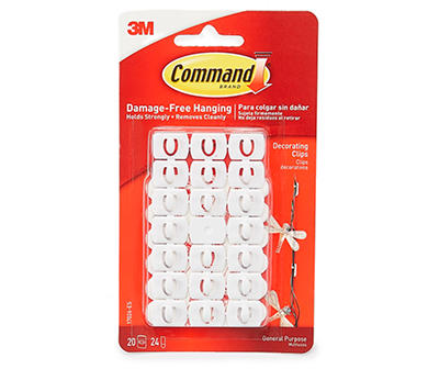 White Command Decorating Clips, 20-Pack