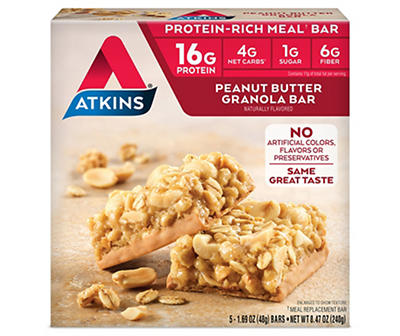 Atkins Peanut Butter Granola Protein-Rich Meal Bars 5-1.69 oz. Wrappers