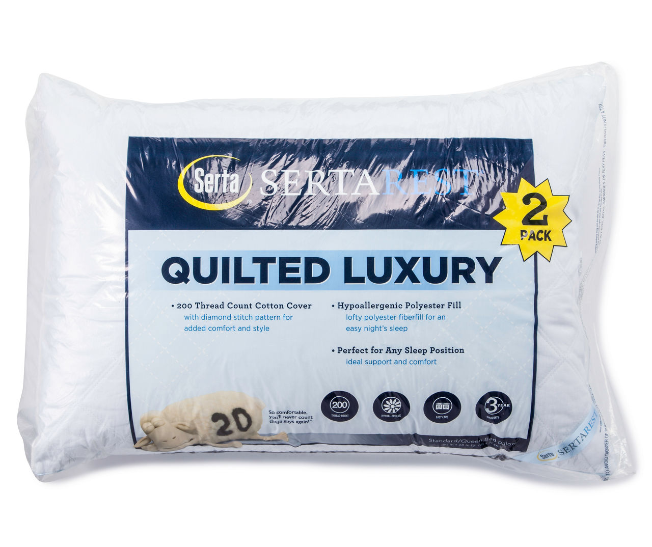Sertarest Quilted Luxury Pillows, 2Pack Big Lots