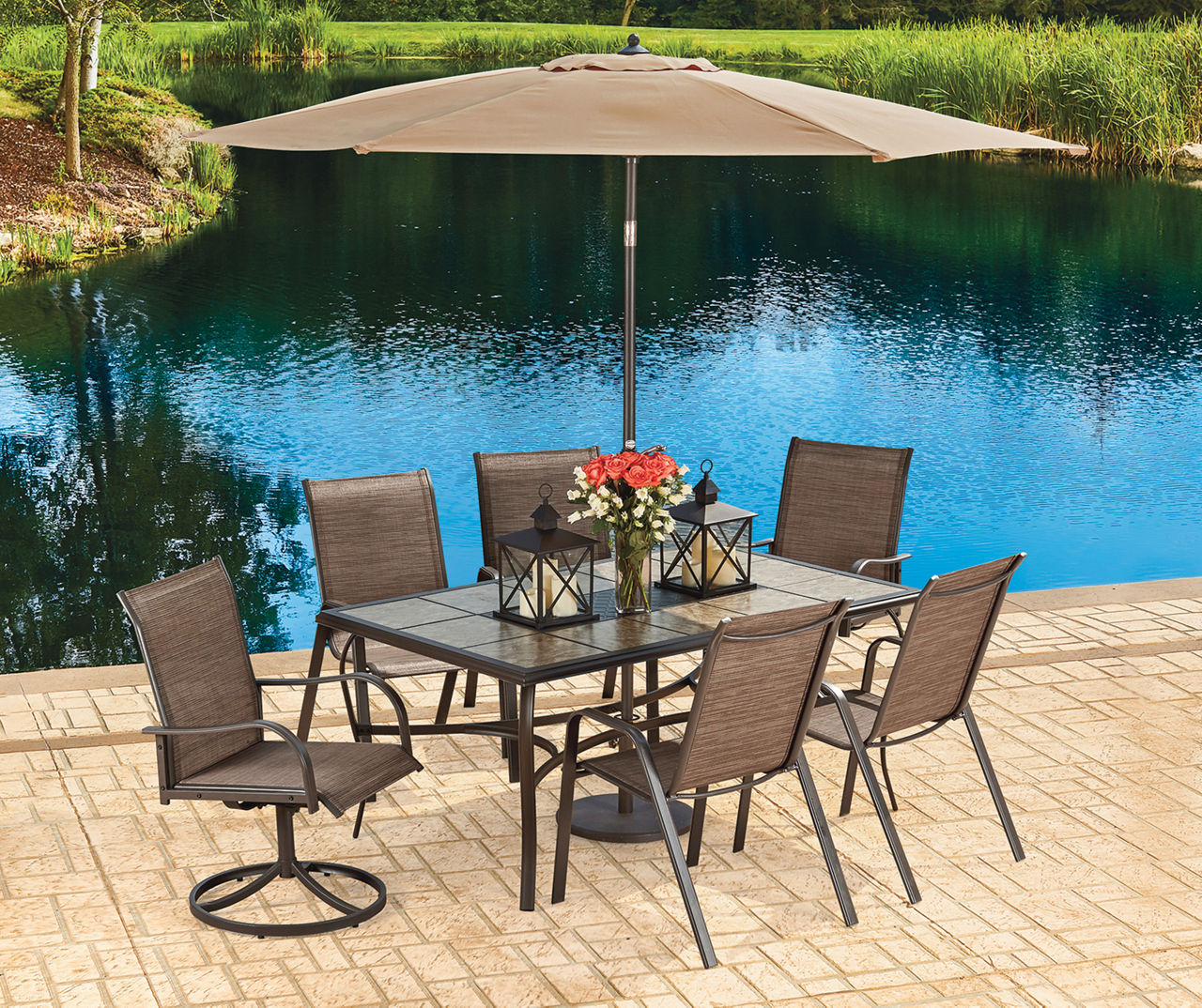 Tile top best sale patio table set