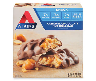 Atkins Caramel Chocolate Nut Roll Snack Bars 5-1.55 oz. Bars