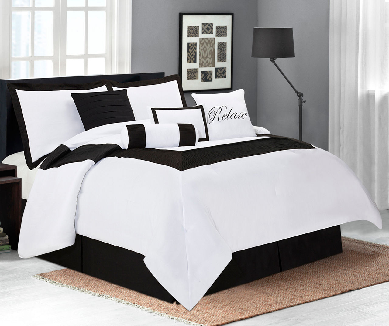 Black and white online comforter set queen