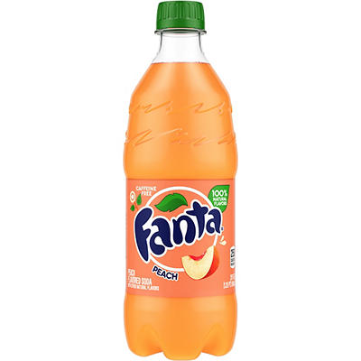 Fanta Peach Soda Bottle Fruit Flavored Soft Drink, 20 fl oz