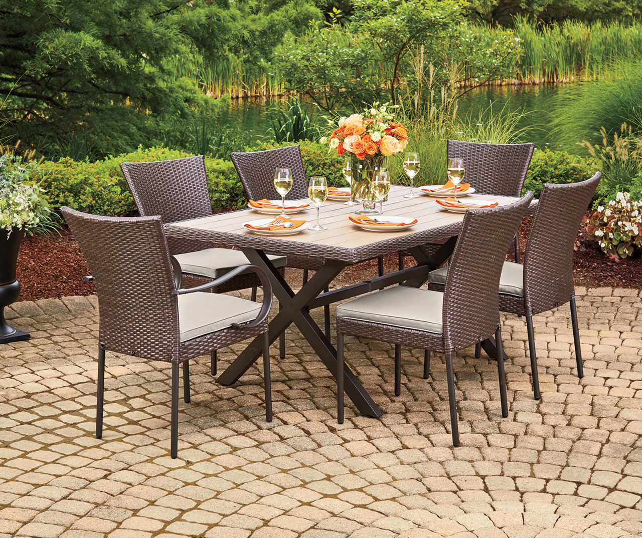 Faux wood store patio dining table