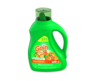Gain + Aroma Boost Liquid Laundry Detergent, Island Fresh Scent, 64 Loads, 100 fl oz, HE Compatible