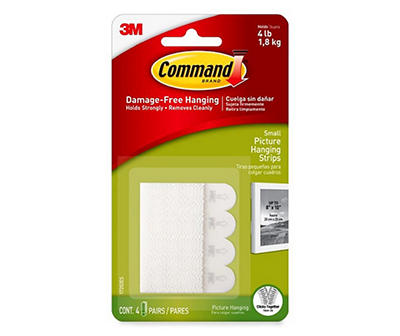 Command White Small Picture Hanging Strips, 4-Pairs