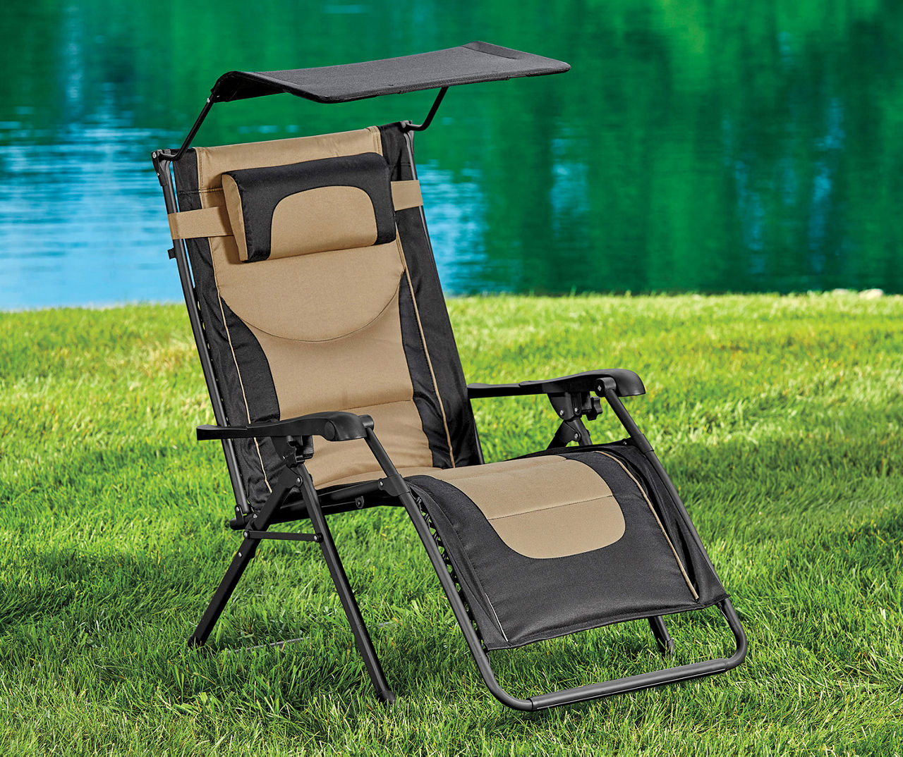 Wilson Fisher Black Tan Oversize Padded Zero Gravity Chair