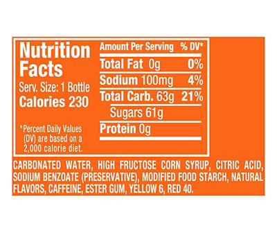Sunkist Orange Soda, 0.5 L Bottles, 6 Pack