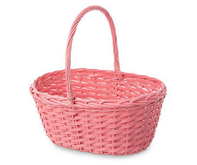 Small Pink Glitter Wicker Easter Basket