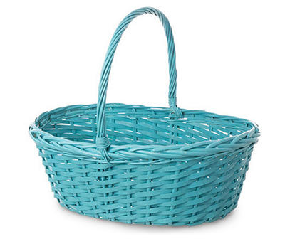 Large Blue Glitter Wicker Easter Basket