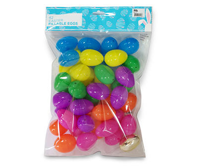 Fillable Plastic Bright Easter Eggs, 42-Count
