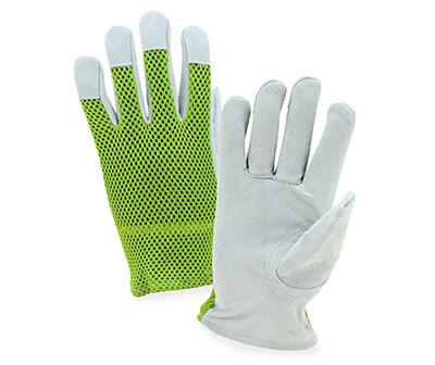 Green Breathable Back Leather Driver Gloves 