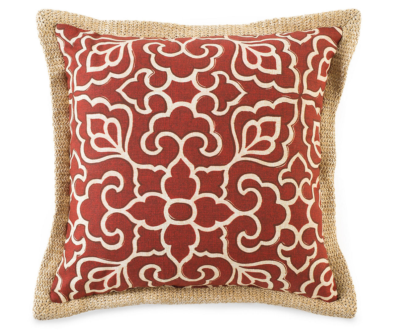 Quorum Red Outdoor Toss Pillow with Jute Trim, (17