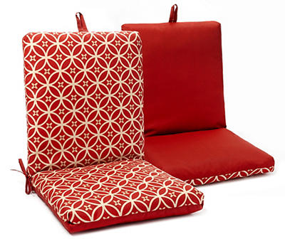 Seville Red Flowers Reversible Outdoor Chair Cushion