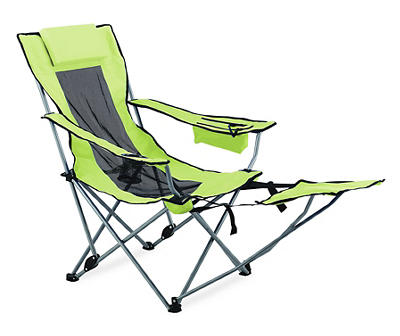 Lime Green Folding Quad Chair with Footrest