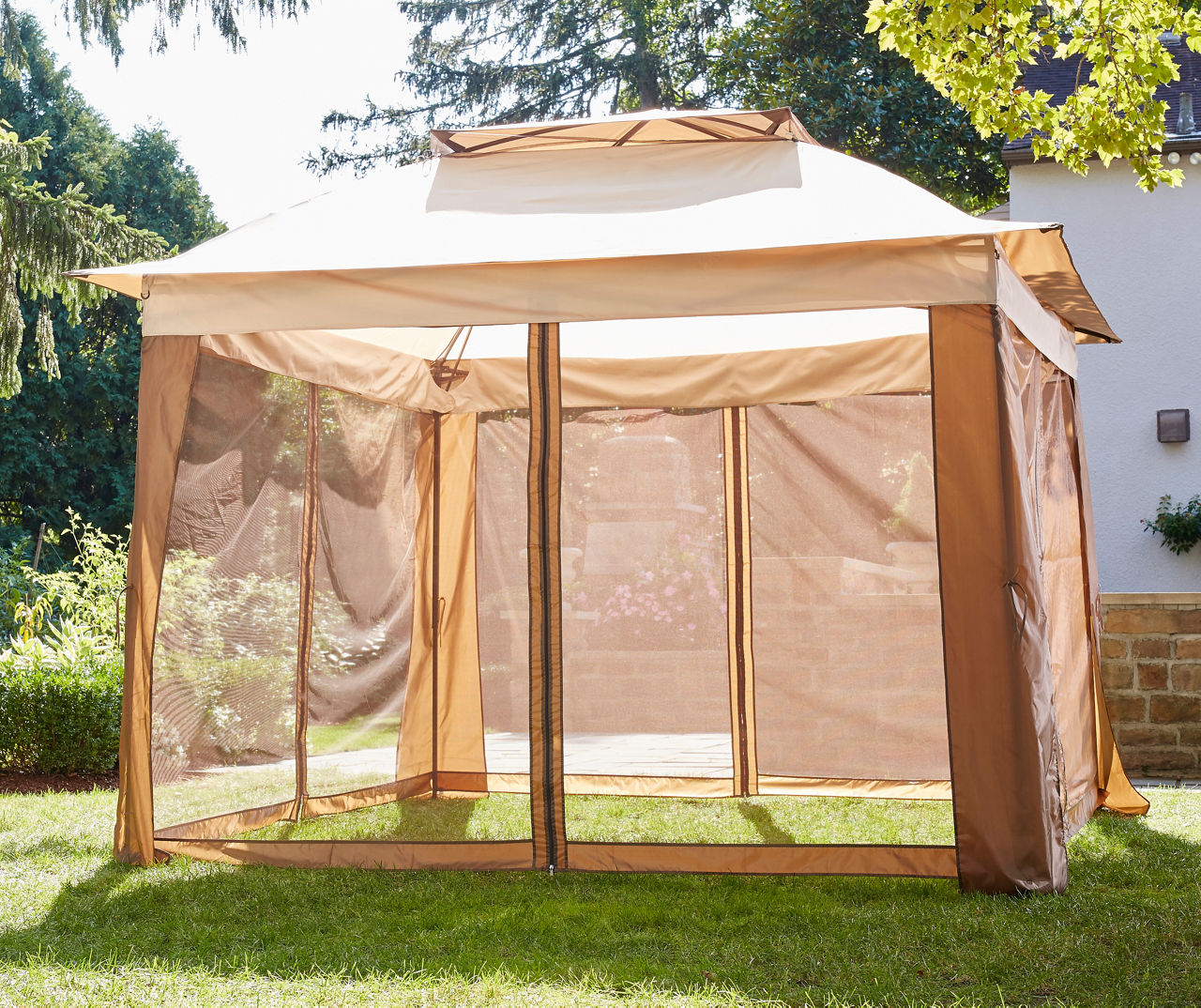 Wilson Fisher Tan Pop Up Canopy with Netting 11 x 11 Big Lots