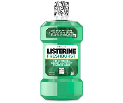 Listerine Freshburst Antiseptic Mouthwash for Bad Breath, Kills 99% of Germs that Cause Bad Breath & Fight Plaque & Gingivitis, ADA Accepted Mouthwash, Spearmint, 8.5 Fl. Oz (250 mL)