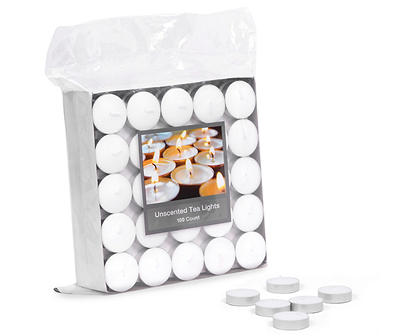 White Unscented Tealight Candles, 100-Pack