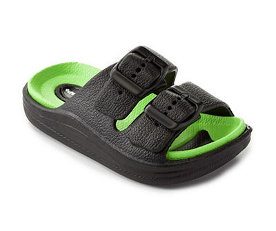 Toddler Black & Green Double Buckle Sandals