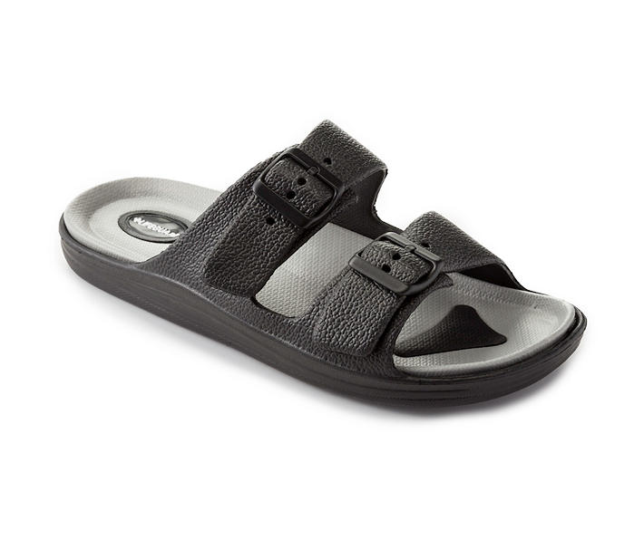 Men's Black & Gray Double Buckle Sandals