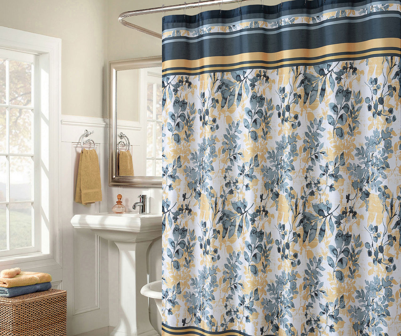 Aprima Claire Yellow Faux Silk Shower Curtain Big Lots