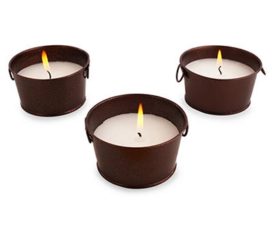 Bronze Citronella Mini Bucket Candles, 3-Pack