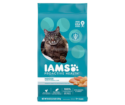 IAMS? ProActive Health? Indoor Weight & Hairball Care with Chicken & Turkey Adult Premium Cat Food 3.5 lb. Bag