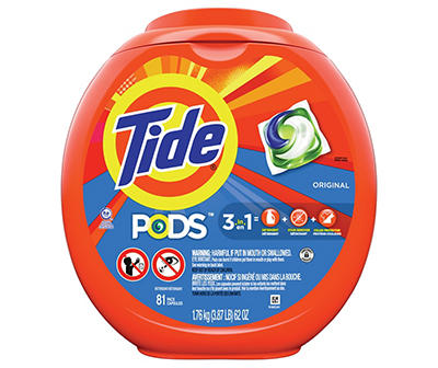 Tide PODS Liquid Laundry Detergent Soap Pacs, HE Compatible, 81 Count, Powerful 3-in-1 Clean in one Step, Original Scent