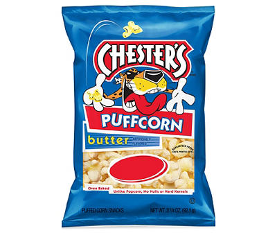 Chester's Puffcorn Puffed Corn Snacks Butter Artificially Flavored 3.25 Oz