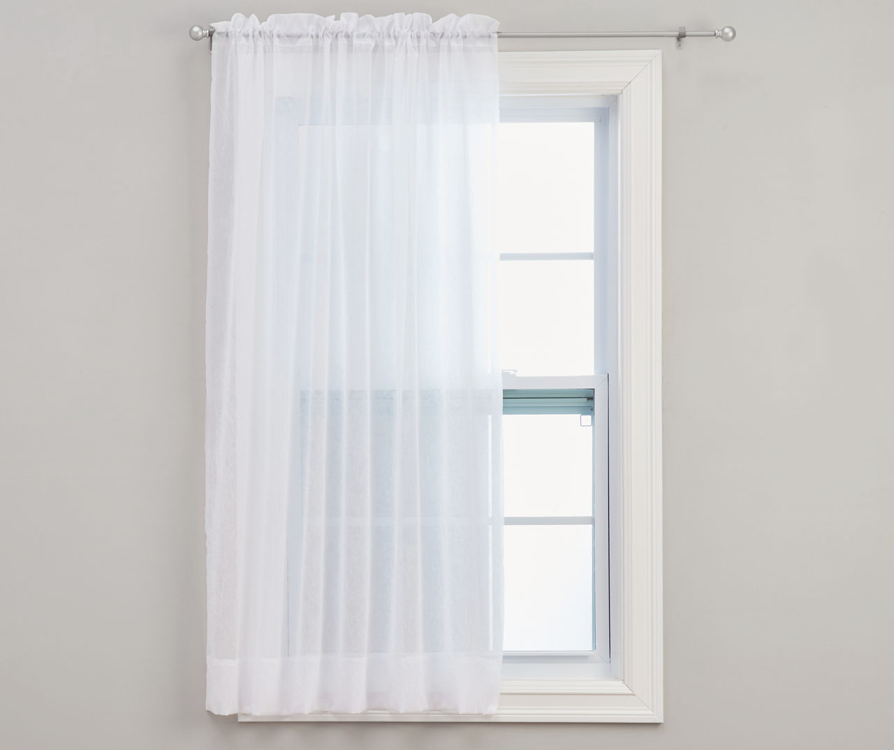 White Crushed Voile Sheer Curtain Panel (63")