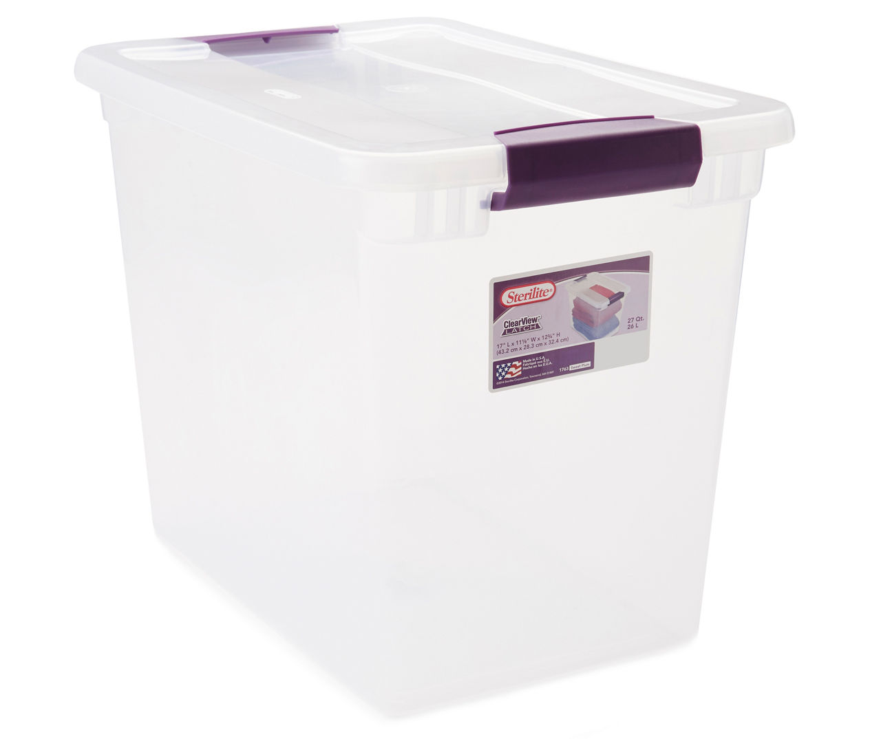 Sterilite 27 Quart Clear & White Plastic Storage Bin with One