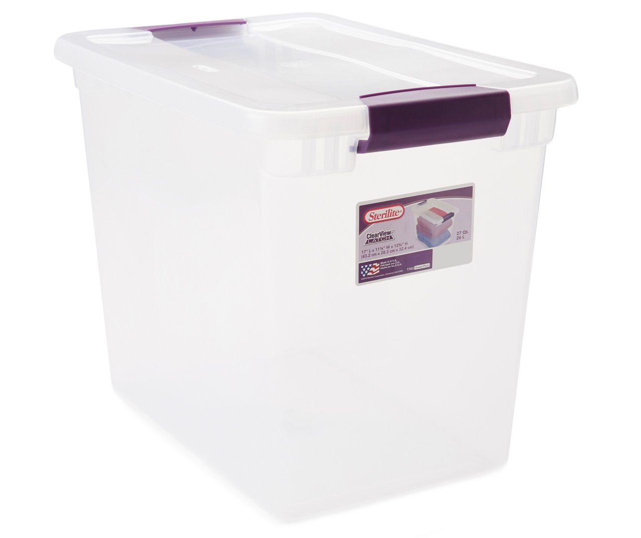 Sterilite ShelfTotes 50 Quart Clear Latched Plastic Storage