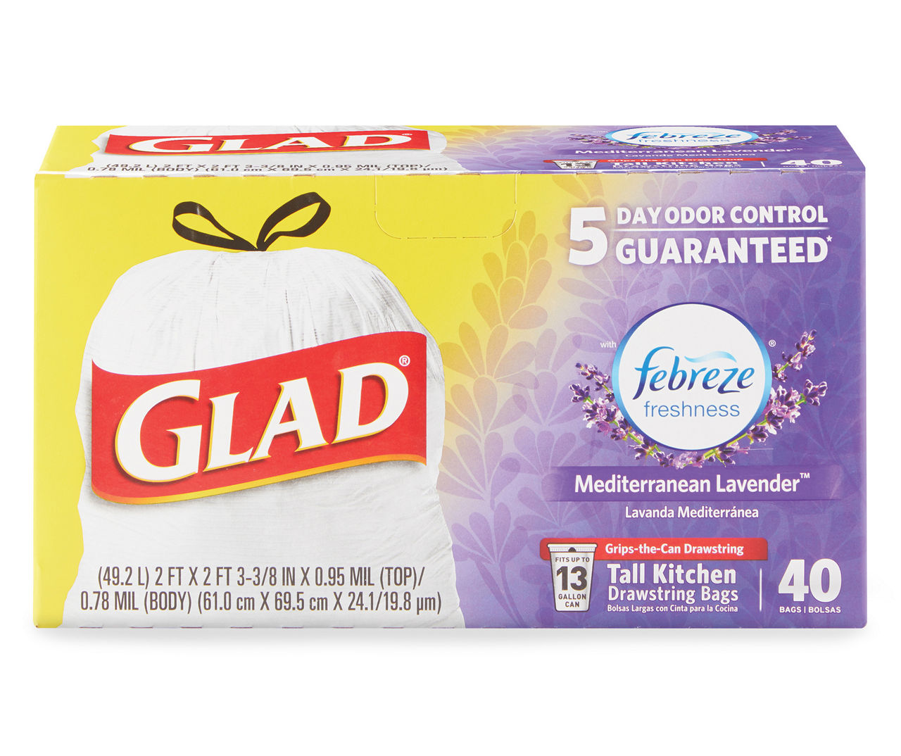Glad Lavender Scent 13-gal Kitchen Trash Bags 