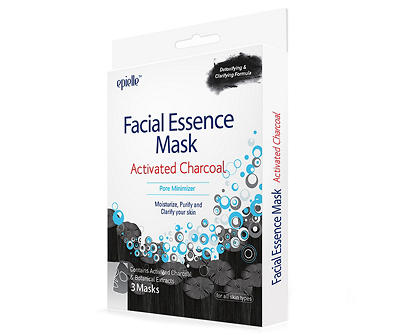 Facial Essence Activated Charcoal Masks, 3-Pack