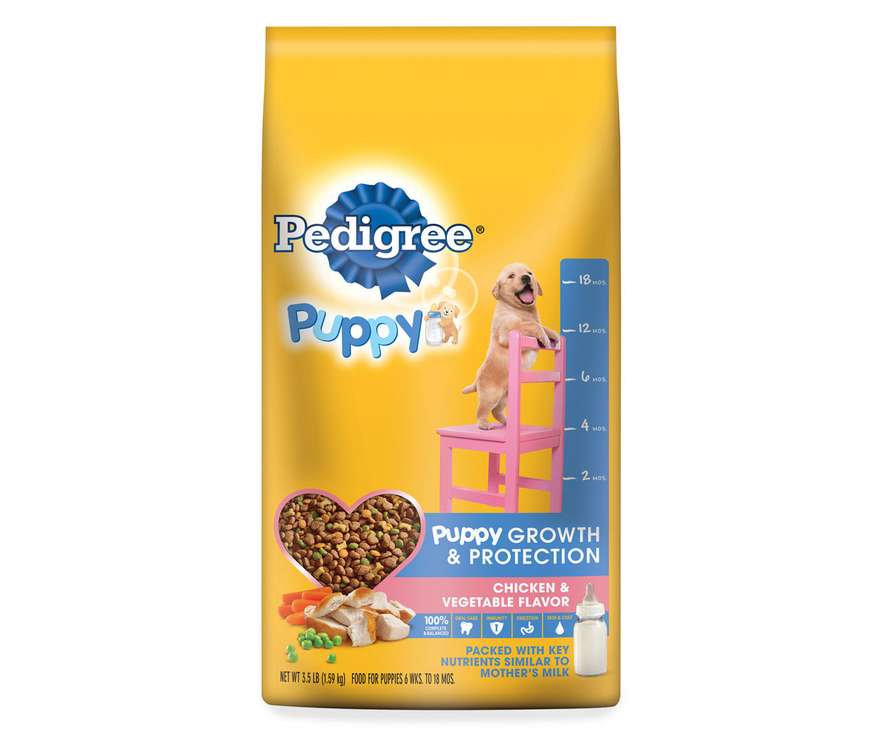 Pedigree Puppy Food for Puppies, Chicken & Vegetable Flavor - 3.5 lb