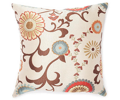 18" X 18" Renata Floral Medallion Decorative Pillow