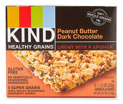 Peanut Butter Dark Chocolate Healthy Grains Bars, 5-Pack