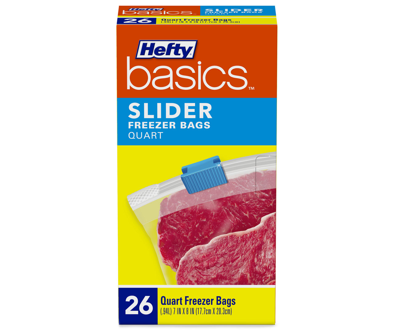 Hefty Slider Food Storage Bags, Quart Size, 1 Box of 20 Bags