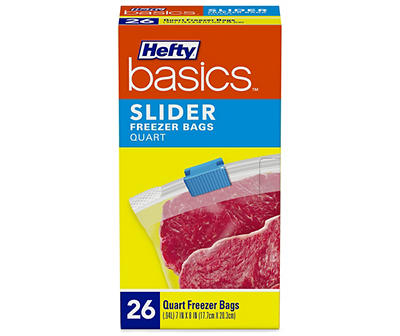 Hefty Basics Quart Slider Freezer Bags 26 ea