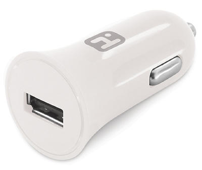 White Car Charger with Lightning Cable