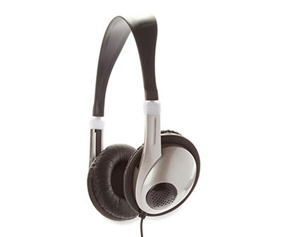 Silver Over-the-Ear Headphones with Volume Control