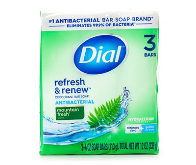 Mountain Fresh 4-Oz. Deodorant Antibacterial Soap Bars, 3-Pack