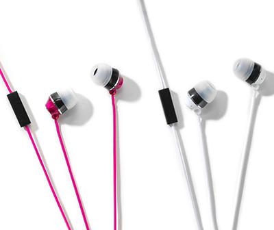 Talkbuds Pink & White Earbuds, 2-Pack