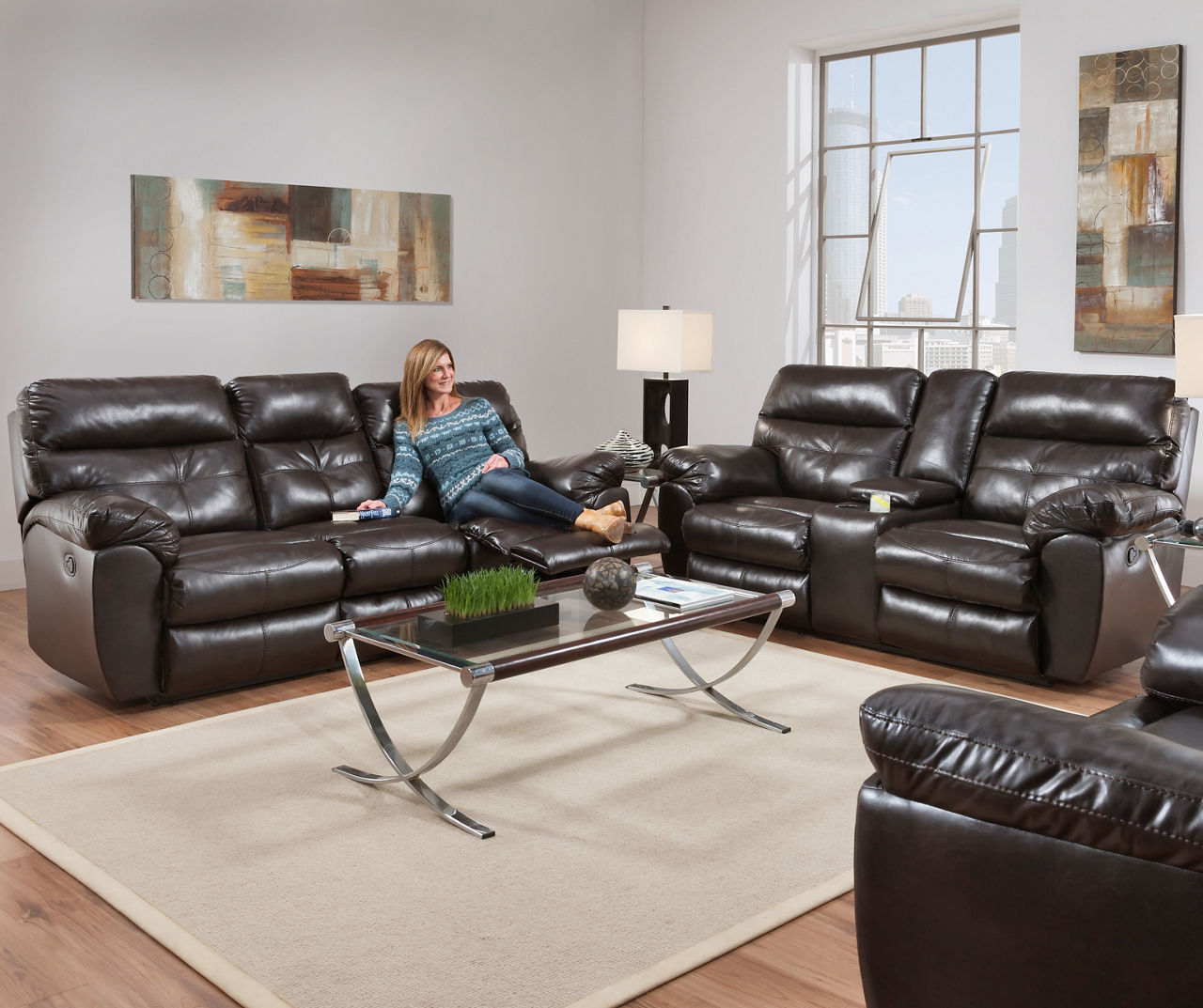 Big lots reclining loveseat store with console