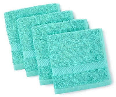 Just Home Pool Blue Wash Cloths, 4-Pack