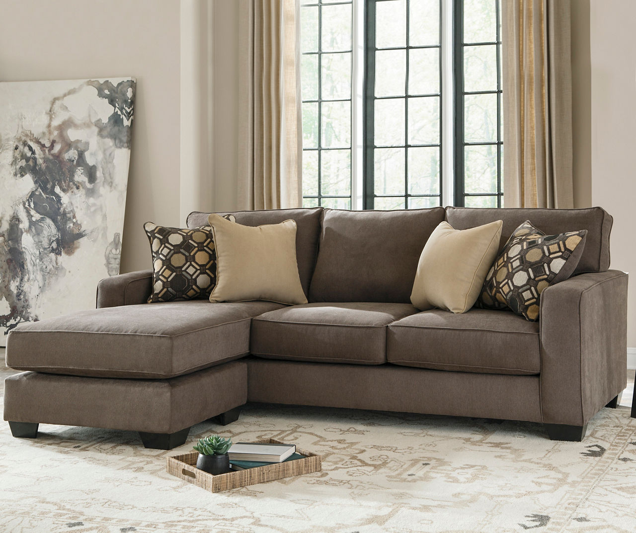 Taupe microfiber deals sectional