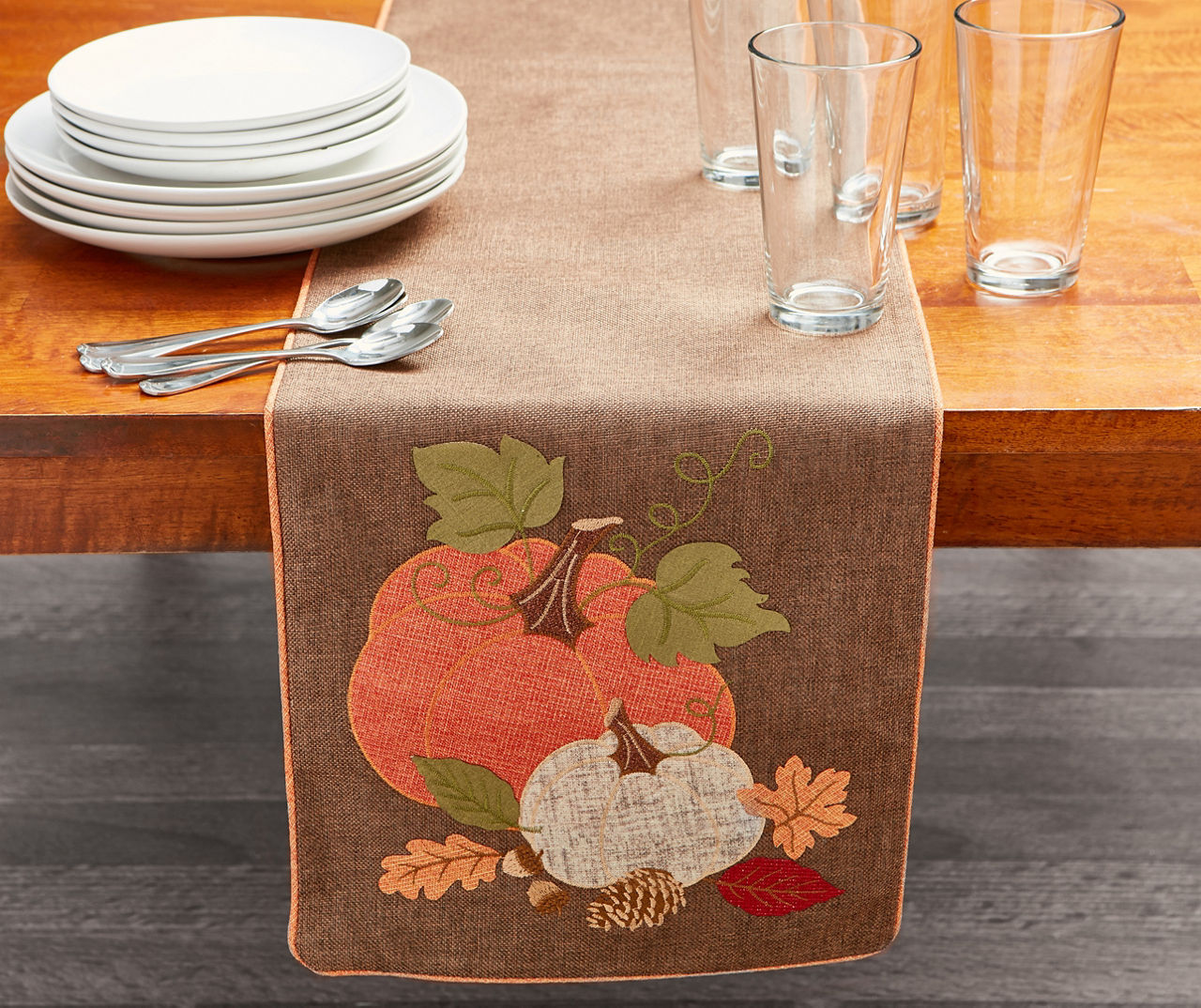 Shimmering Pumpkin Applique Table Runner Big Lots