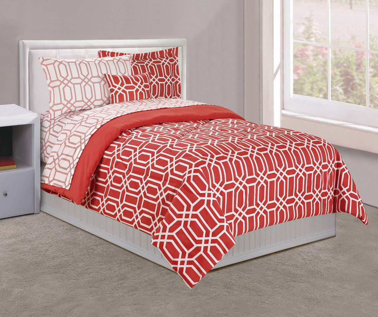 Coral Tile Twin 6-Piece Comforter Set