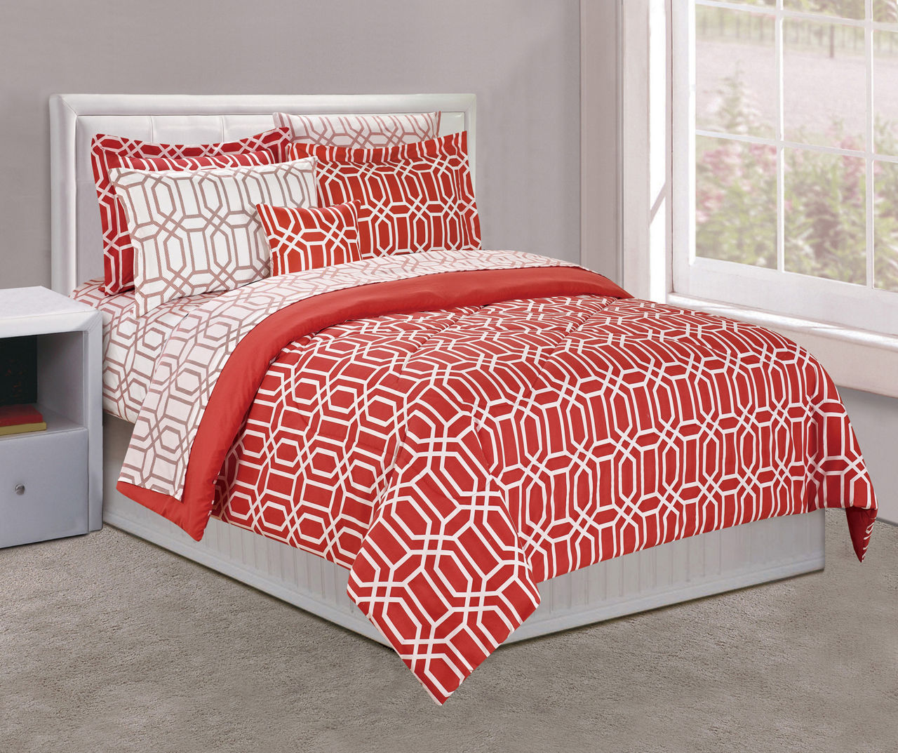 Coral Tile Full 8-Piece Comforter Set