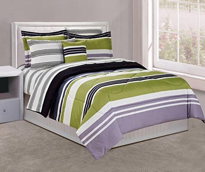 Just Home Green & Black Stripe Comforter Sets